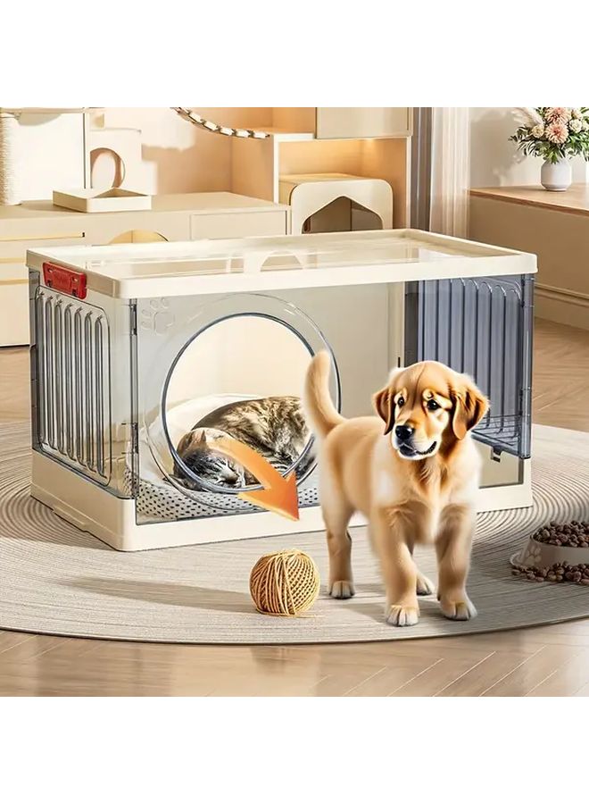2 Layer Heavy Duty Foldable Pet Cage Cat Dog House With Storage Cabinet Ladder - Image 2